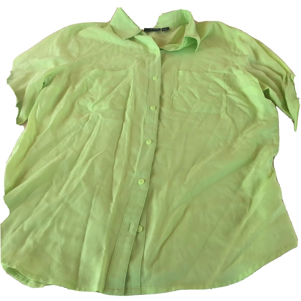 A.n.a Womens Shirt Button UP SIZE M Long Sleeve Bright HIGHLIGHTER Yellow